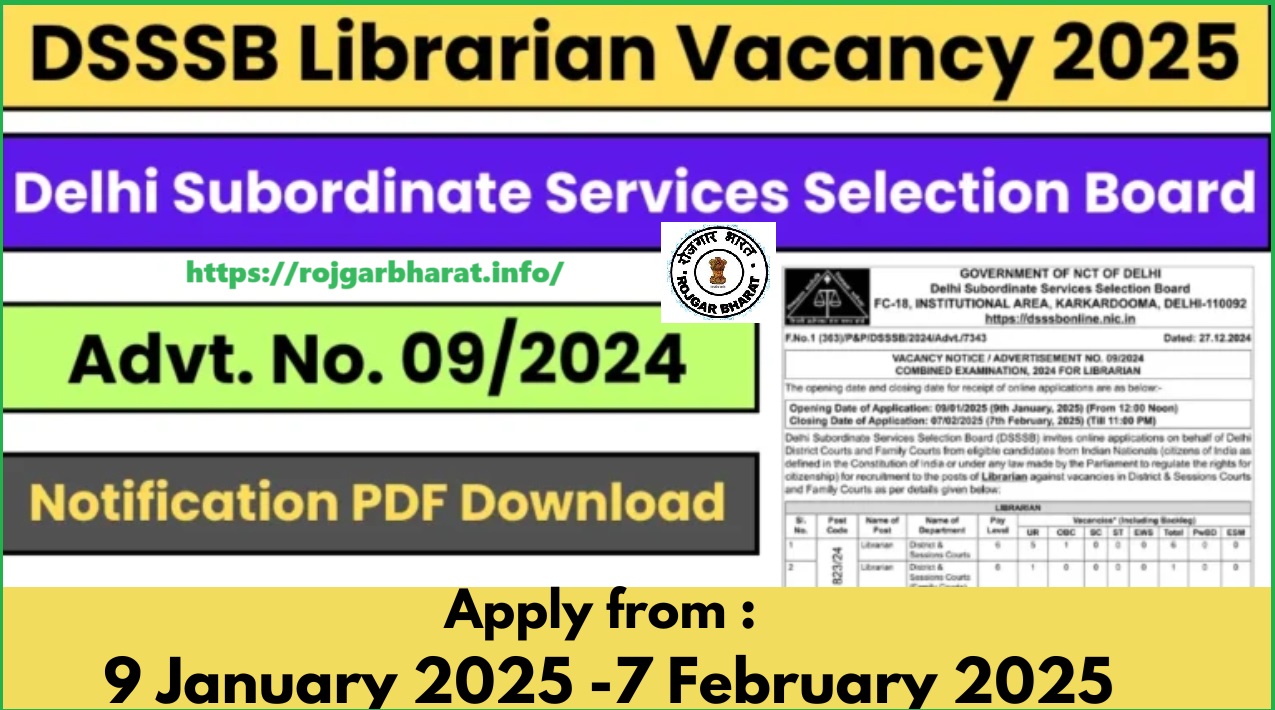 DSSSB Librarian Vacancy 2025